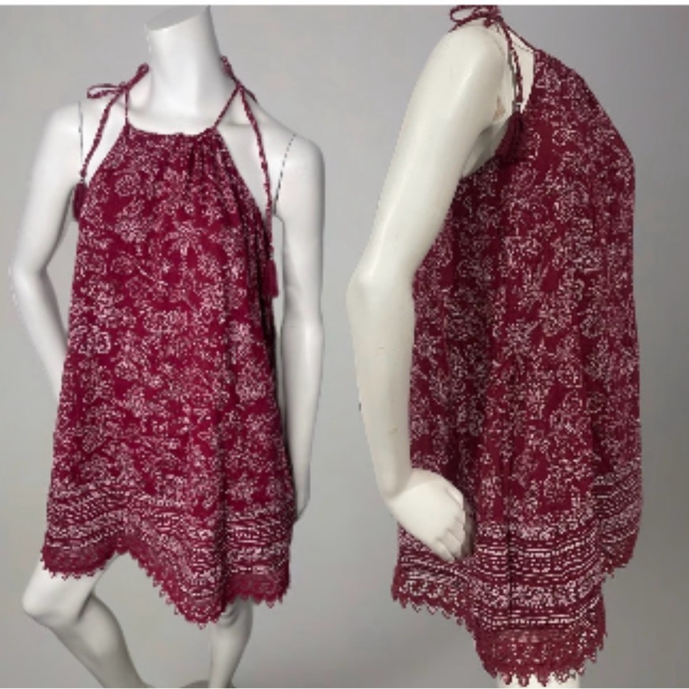 Old Navy Women Dress Sleeveless Medium Floral Boho‎ Halter Mini Scalloped Flowy
